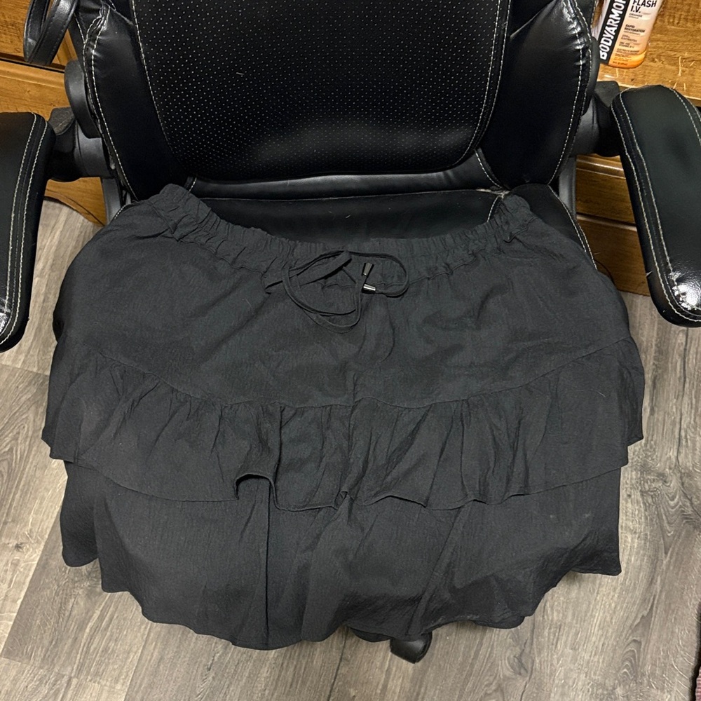 Elegant Black Ruffle Skirt